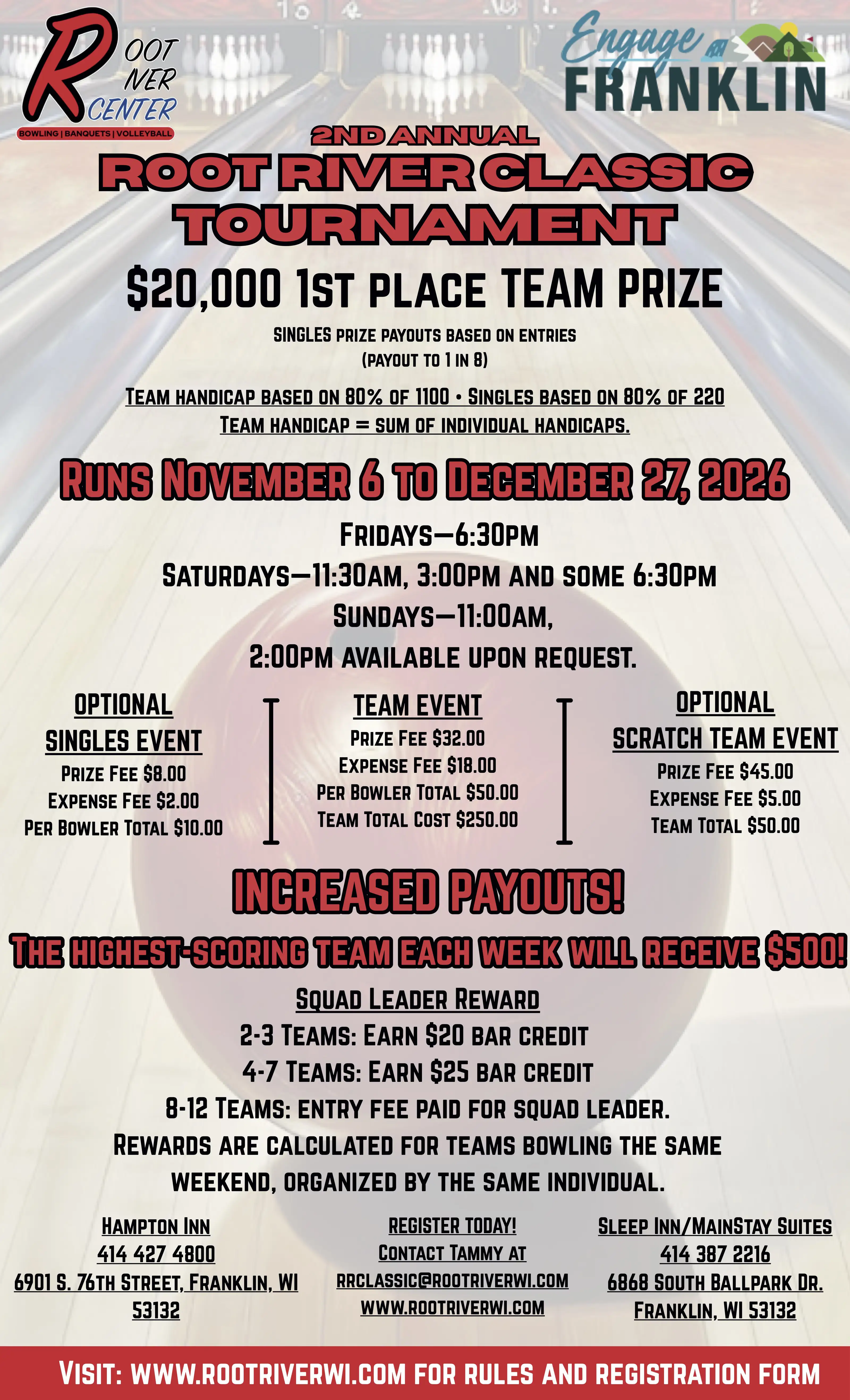 Root River Bowling Tournament Details.