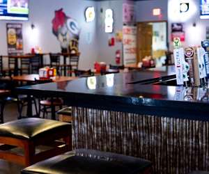 View of the draft beers at Swagger Sports Bar.