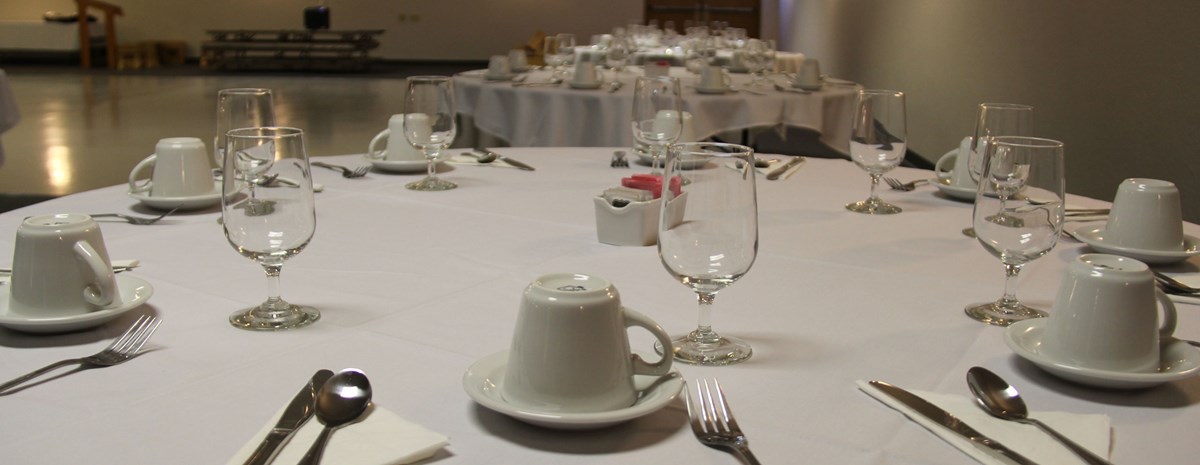 Banquet table setup at Root River Center
