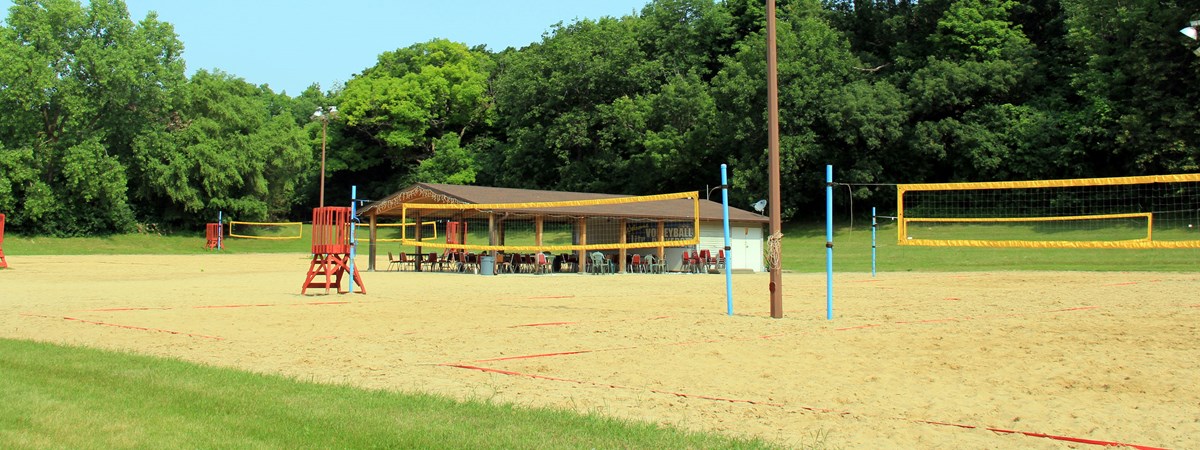 Sand volleyball courts at Root River